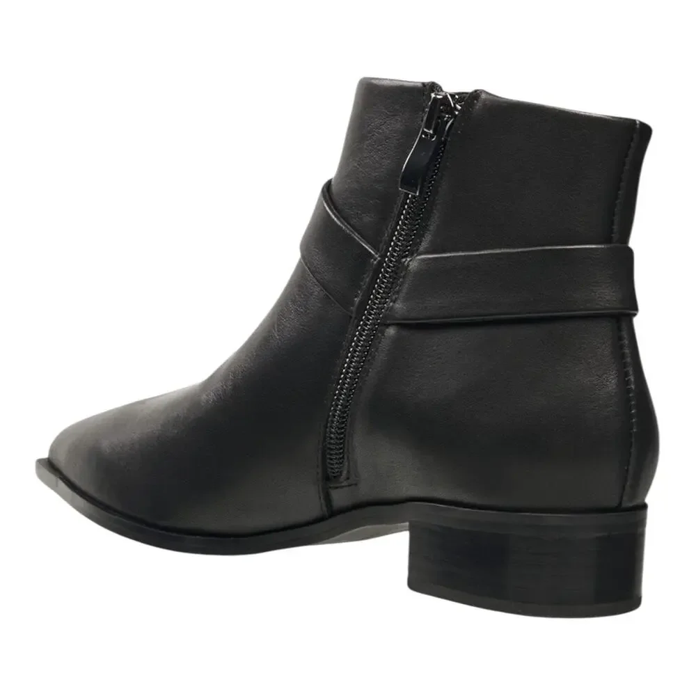 French Connection Women's Lilly Leather Ankle Booties Black Size 8 1/2 - Picture 3 of 4
